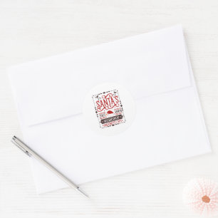 Festive Christmas Santa's Workshop Classic Round Sticker
