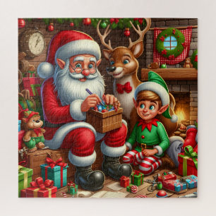 Festive Christmas Santa's workshop Jigsaw Puzzle