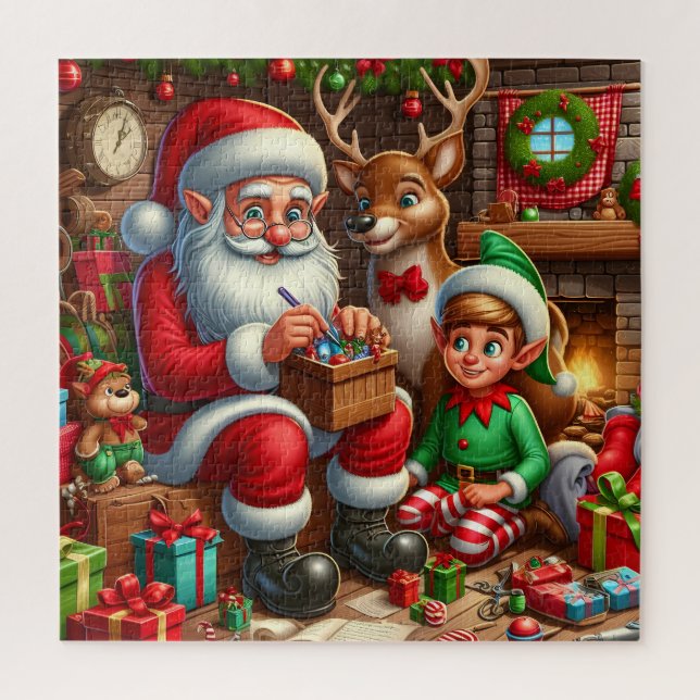 Festive Christmas Santa's workshop  Jigsaw Puzzle (Vertical)