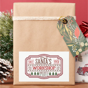 Festive Christmas Santa's Workshop Rectangular Sticker