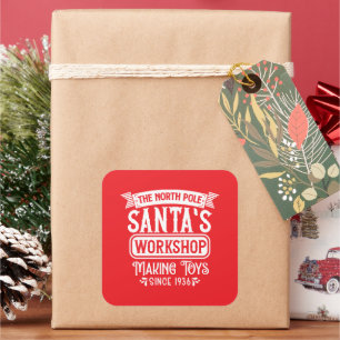 Festive Christmas Santa's Workshop Square Sticker