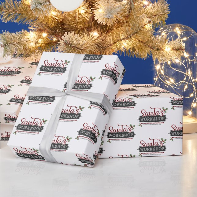 Festive Christmas Santa's workshop Wrapping Paper  (Holidays)
