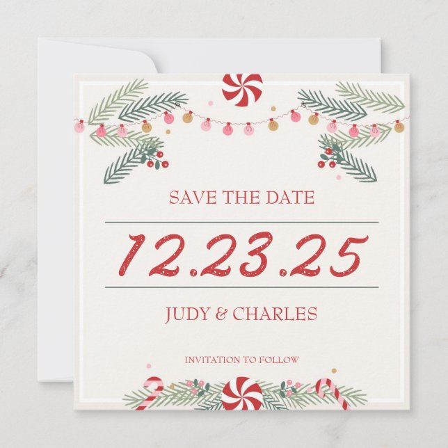 Festive Christmas Save the Date Cards (Front)
