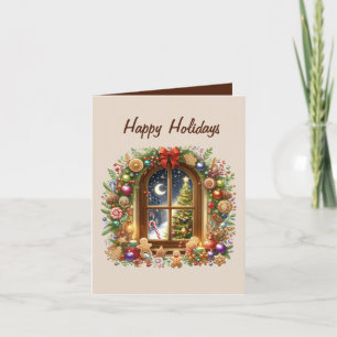 Festive Christmas scene add message Holiday Card