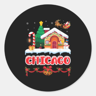 Festive Christmas Scene In Chicago Winter Wonderla Classic Round Sticker