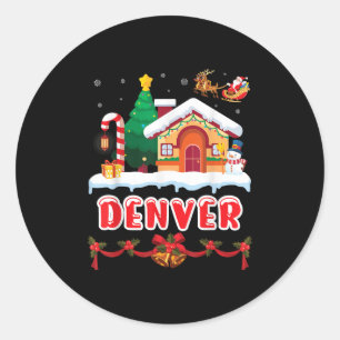 Festive Christmas Scene In Denver Winter Wonderlan Classic Round Sticker