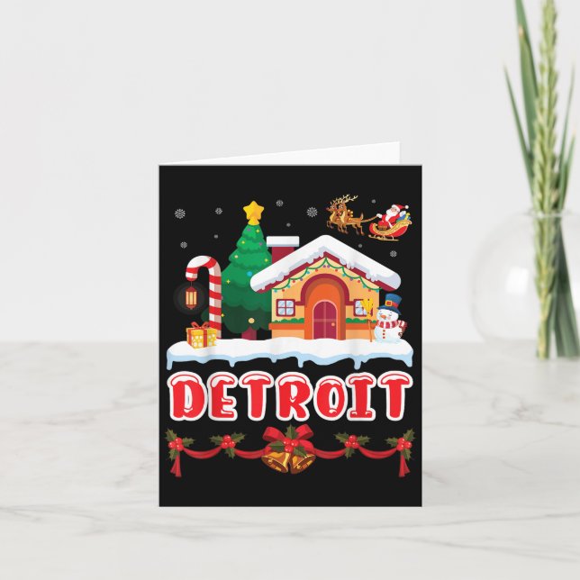 Festive Christmas Scene In Detroit Winter Wonderla Card (Front)