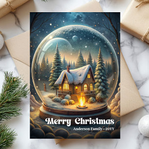 Festive Christmas scene rustic traditional wreath Holiday Card
