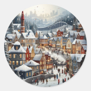 Festive Christmas Scene Sticker