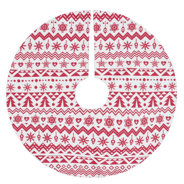 Festive Christmas seamless pattern. Brushed Polyester Tree Skirt (Front)