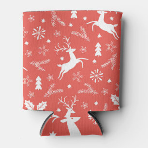 Festive Christmas Seamless Pattern Can Cooler