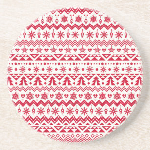 Festive Christmas seamless pattern. Coaster