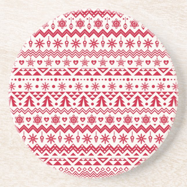 Festive Christmas seamless pattern. Coaster (Front)