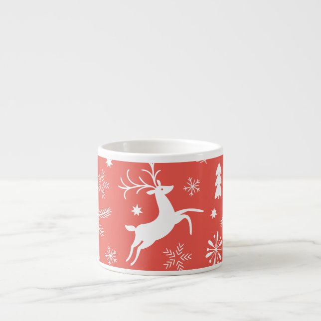Festive Christmas Seamless Pattern Espresso Cup (Front)