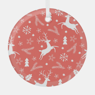 Festive Christmas Seamless Pattern Glass Tree Decoration