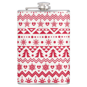 Festive Christmas seamless pattern. Hip Flask