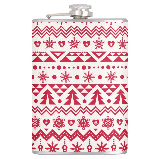 Festive Christmas seamless pattern. Hip Flask (Front)