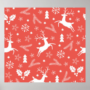 Festive Christmas Seamless Pattern Poster