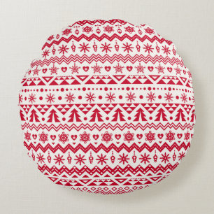 Festive Christmas seamless pattern. Round Cushion