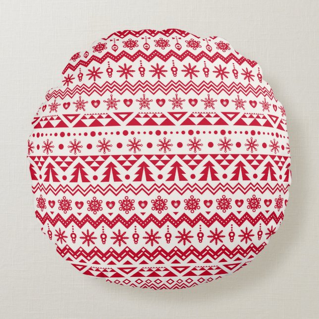 Festive Christmas seamless pattern. Round Cushion (Front)