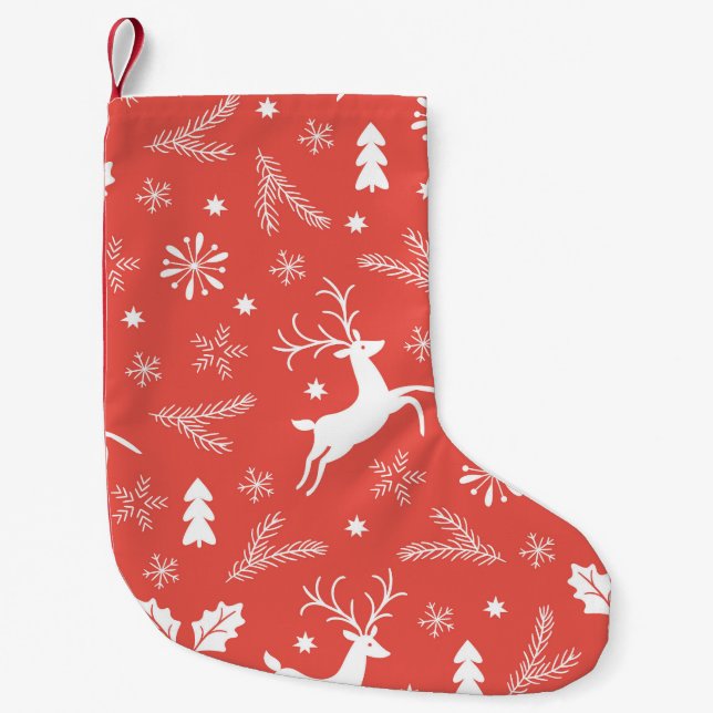 Festive Christmas Seamless Pattern Small Christmas Stocking (Front)