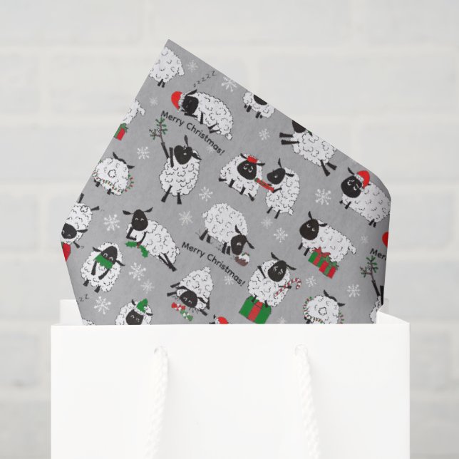 Festive Christmas Sheep Tissue Paper (Gift Bag)