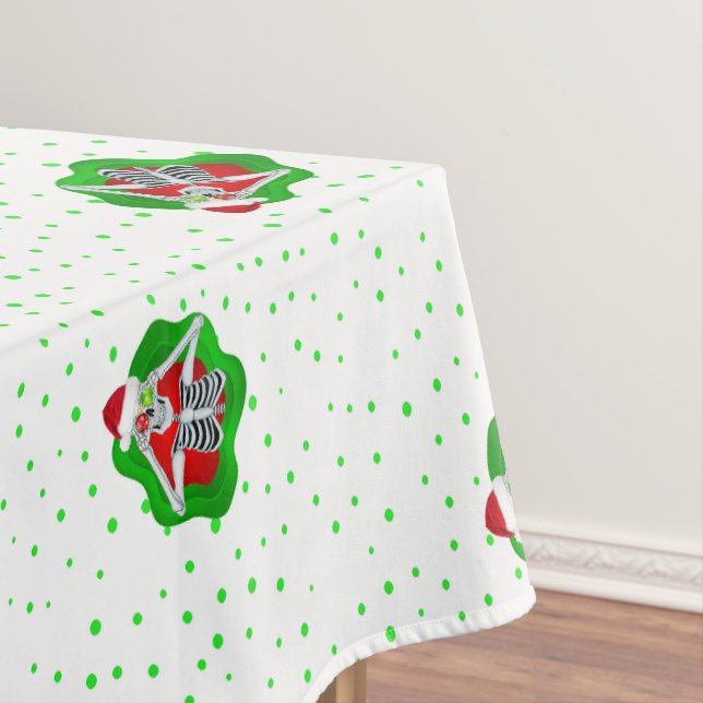 Festive Christmas Skeleton Bright Splatters Dots Tablecloth (In Situ)