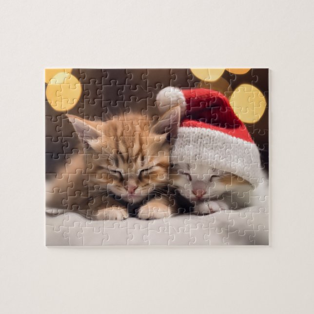 Festive Christmas Sleeping Kittens Puzzle (Horizontal)