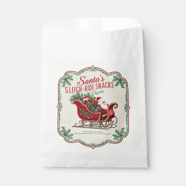 Festive Christmas sleigh ride snacks  Favour Bag (Front)