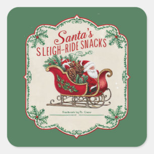 Festive Christmas sleigh ride snacks Square Sticker