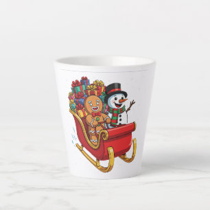 Festive Christmas Sleigh Ride with Gingerbread Man Latte Mug