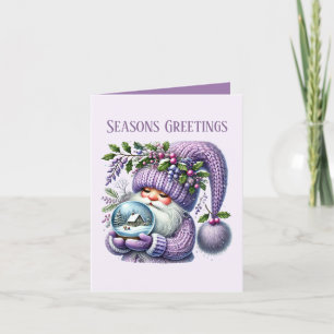 Festive Christmas snow globe gnome add message  Holiday Card