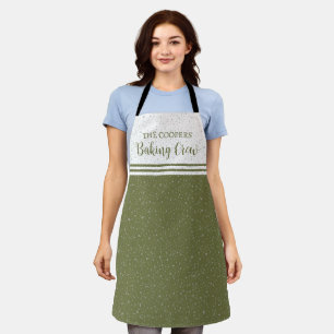 Festive Christmas Snowfall Pattern Green Holiday Apron