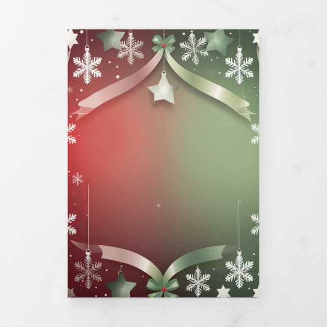 Festive Christmas Snowflake Frame with Stars  Tri-Fold Card (Cover)