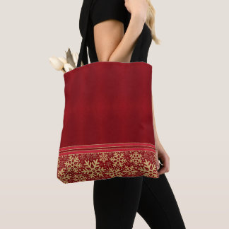 Festive Christmas Snowflake Gold Tote Bag