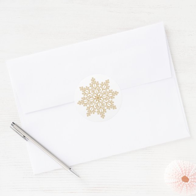 Festive Christmas snowflake Holiday Classic Round Sticker (Envelope)