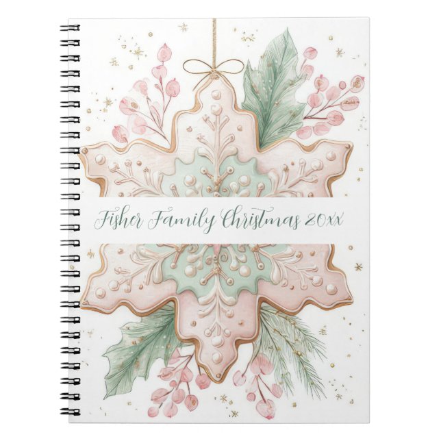 Festive Christmas Snowflake Memory  Notebook (Front)
