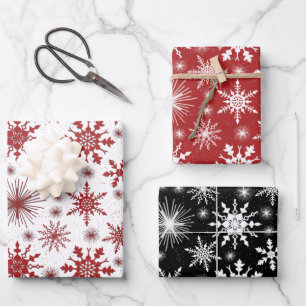 Festive Christmas Snowflakes And Sparkles Wrapping Paper Sheet