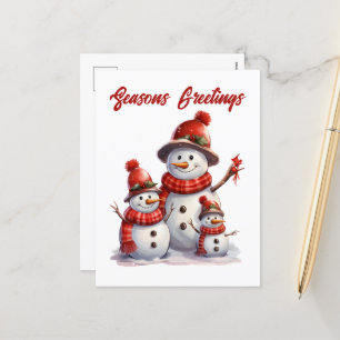 Festive Christmas snowman add text Holiday Postcard
