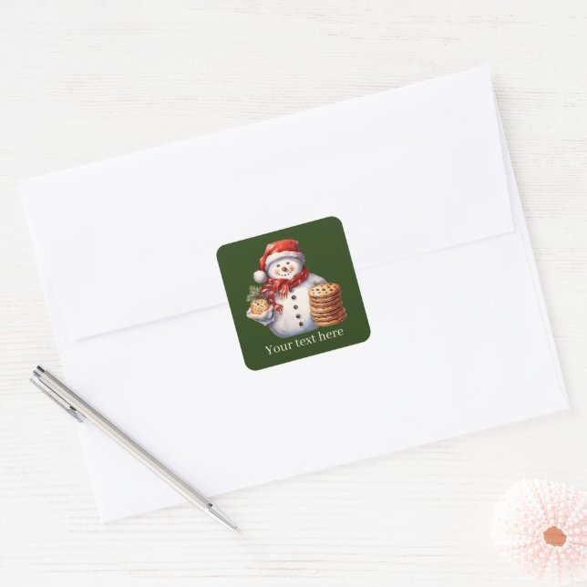 Festive Christmas snowman cookies  Square Sticker (Envelope)