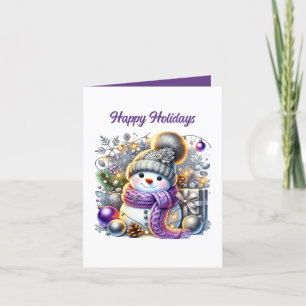 Festive Christmas snowman customisable  Holiday Card