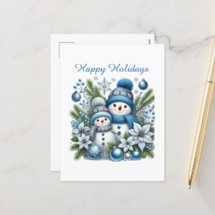 Festive Christmas snowman Happy Holiday Postcard