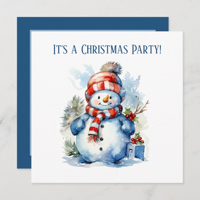 Festive Christmas snowman Holiday party  Invitation (Front/Back)
