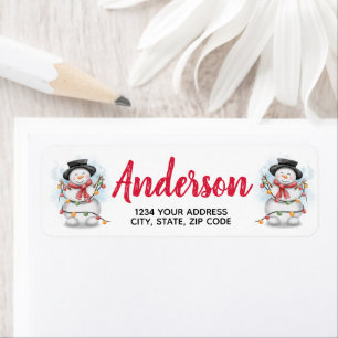 Festive Christmas Snowman Return Address Label