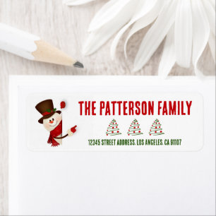 Festive Christmas Snowman Return Address Label