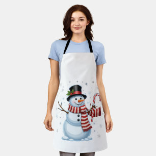 Festive Christmas Snowman with Candy Cane & Top Apron