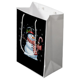 Festive Christmas Snowman with Candy Cane & Top Medium Gift Bag