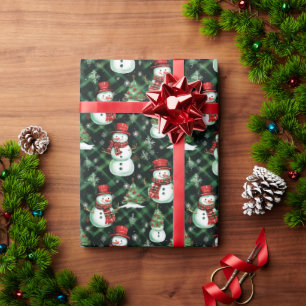 Festive Christmas Snowman Wrapping Paper