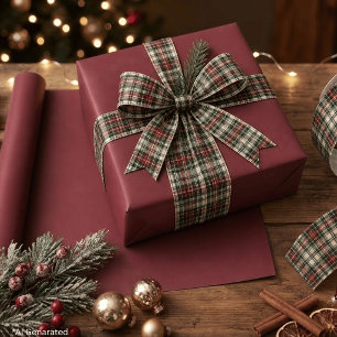Festive Christmas Solid Plane Burgundy Wrapping Paper