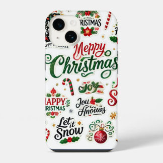 Festive Christmas Sticker Collection – Whimsical H iPhone 14 Case